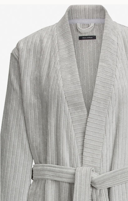 Badjas Marco Polo velours stripe, katoen,badstof, grijs
